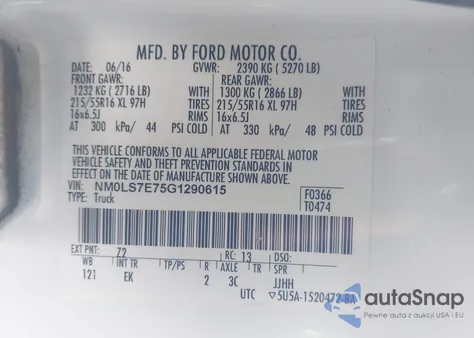 2016 Ford Transit Connect Xl from USA, damaged, VIN NM0LS7E75G1290615